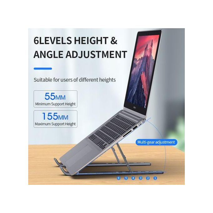 Adjustable Portable Laptop Stand – Foldable ABS Plastic Mount