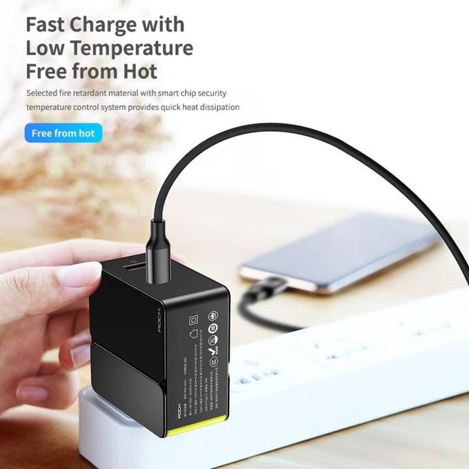 ROCK 18W Dual USB and Dual Type-C Travel Charger with CN Plug in kumasi