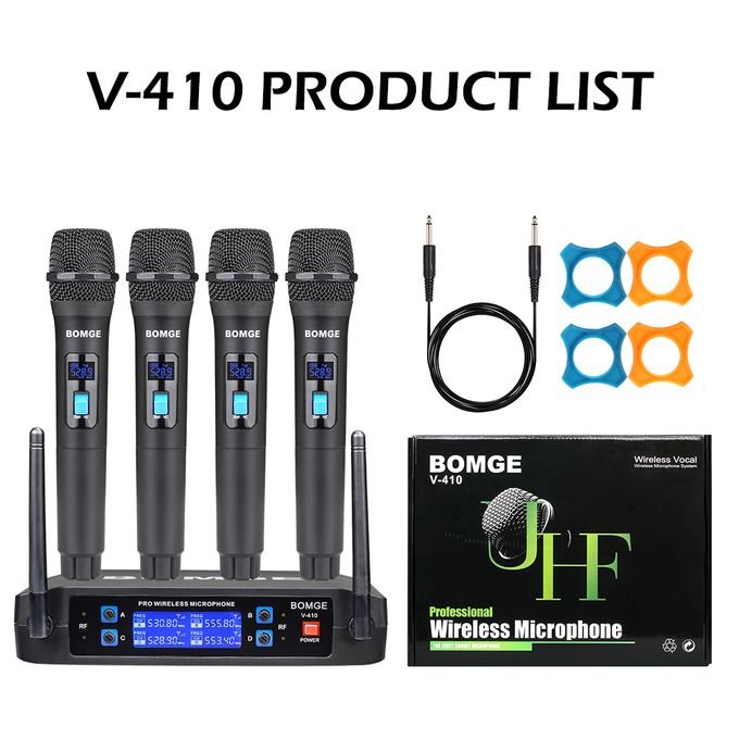 Bomge Black 4-Channel Wireless Microphone System in kumasi