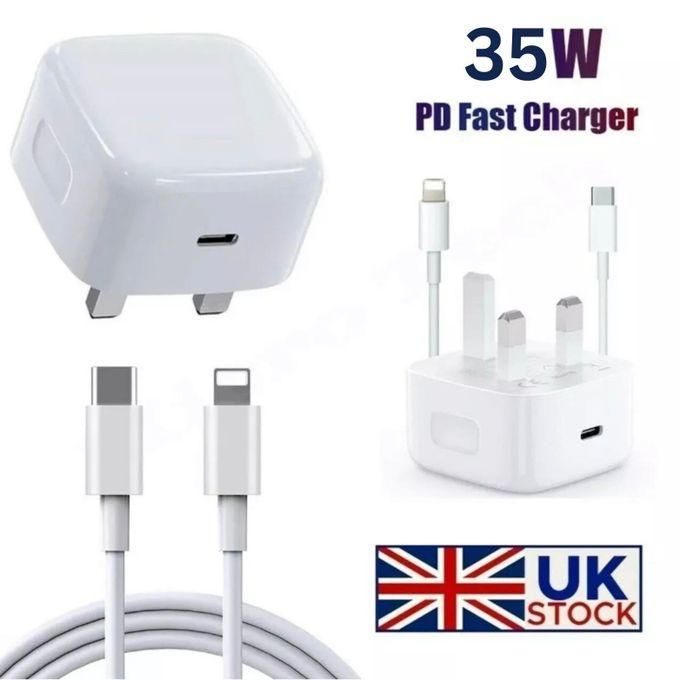 35W Fast Charging Head with Type C Cable for iPhones - White