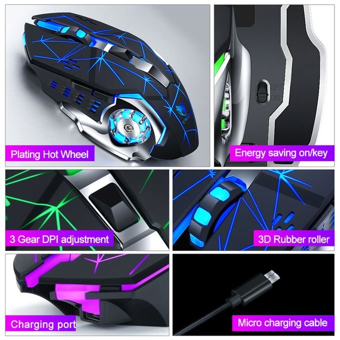 Wolf 6D 720H Rechargeable Gaming Mouse with Extended Battery Life in kumasi