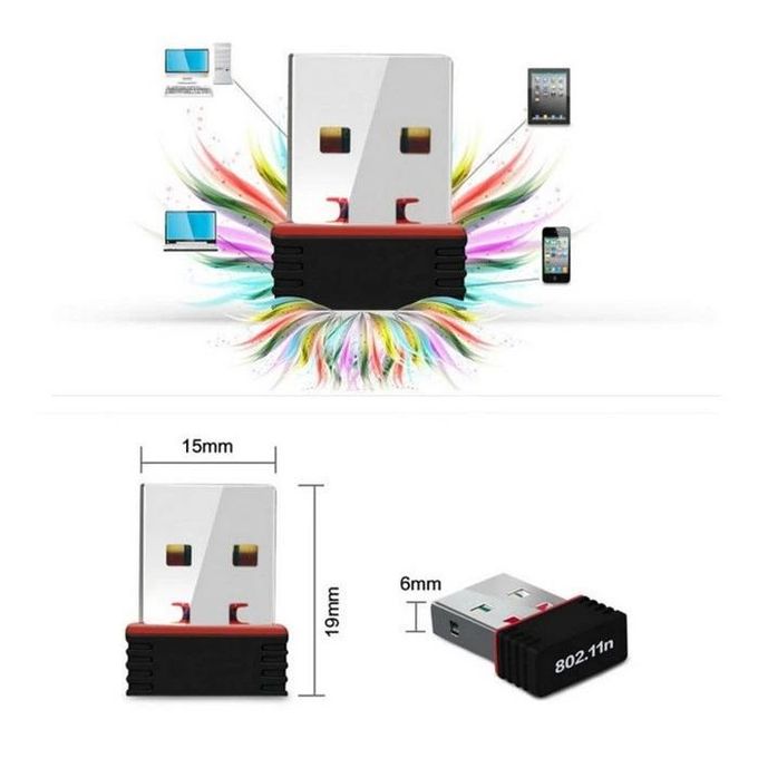 Compact 802.11n Wi-Fi USB Adapter – 150Mbps Wireless Network Dongle – Black