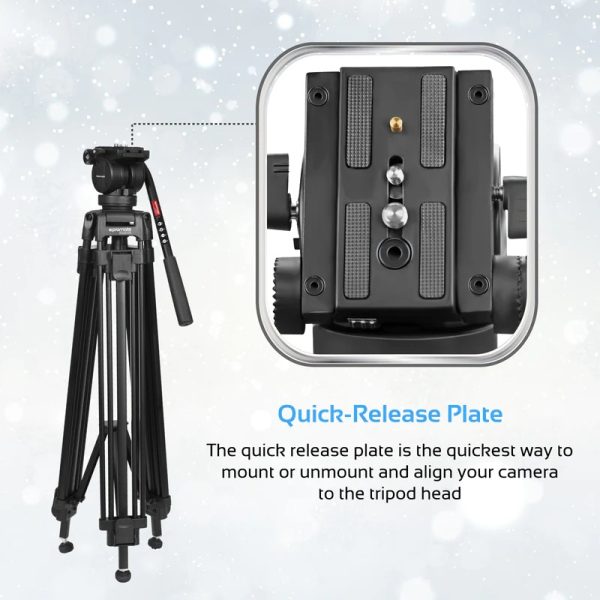 Promate Professional Aluminum Video Tripod Featuring Mid-Level Spreader