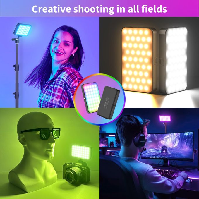 M160 RGB Full Color LED Fill Light – Portable Rechargeable Panel Featuring 19 Lighting Effects