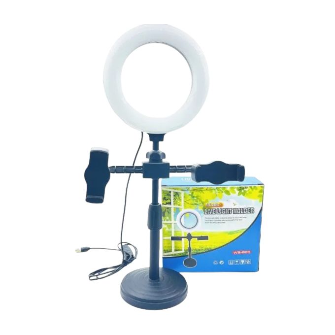 Kalious Mini Ring Light with Double Clamp, Tabletop Size for Blogging - Black, Includes Stand and Remote
