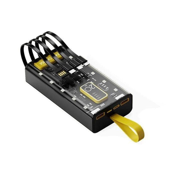 40,000 mAh Transparent Engine Capacity Power Bank - Available in Black, White, and Gold