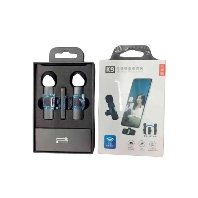 K9 Wireless Lavalier Microphone – Lapel Mic for YouTube, Facebook, and TikTok Live Streaming – Black
