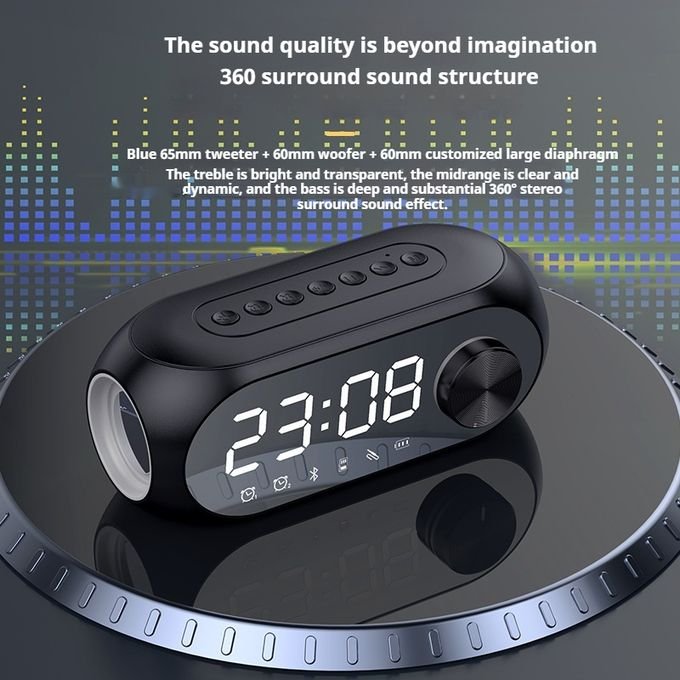 3-in-1 Bluetooth 5.0 Speaker with Built-in FM Radio and Alarm Clock