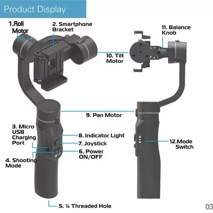 Black Handheld Gimbal Stabilizer