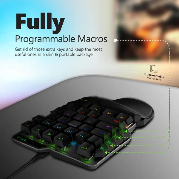 Vertux One-Handed Gaming Keypad Featuring Joystick