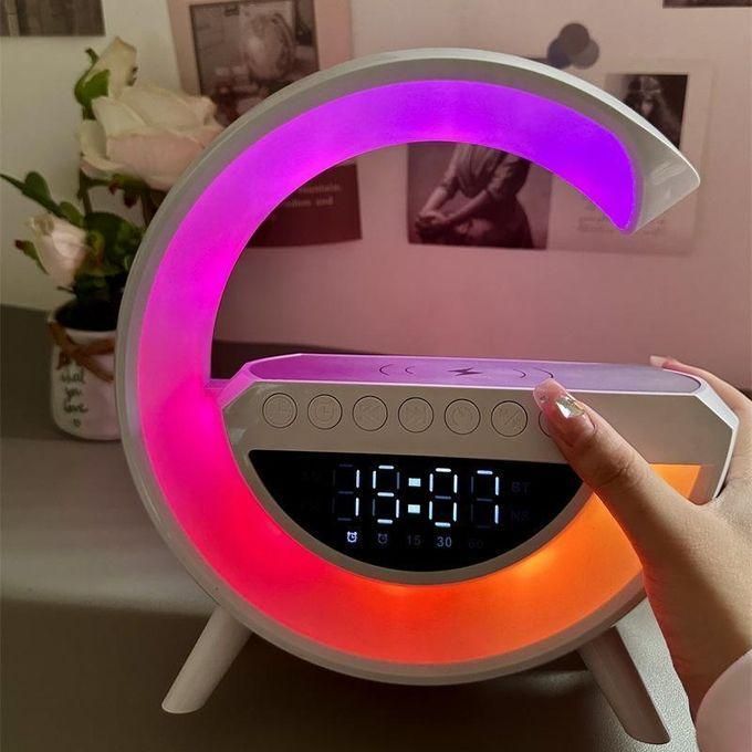 White BT-3401 Wireless Charging LED Speaker