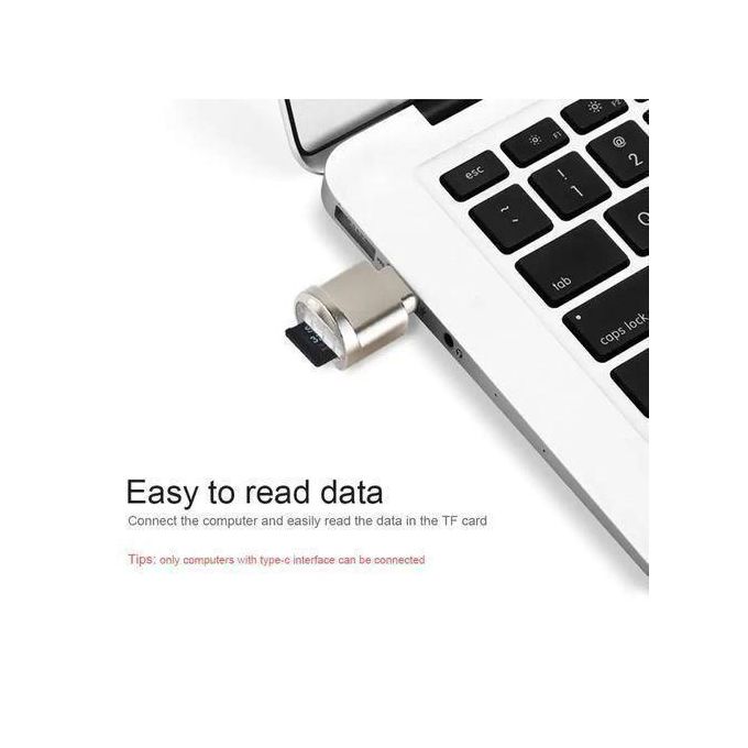 Compact Type-C Card Reader OTG Smart Memory TF Card Adapter for Phones, Tablets, PCs, and Laptops with USB-C Connector and Keychain