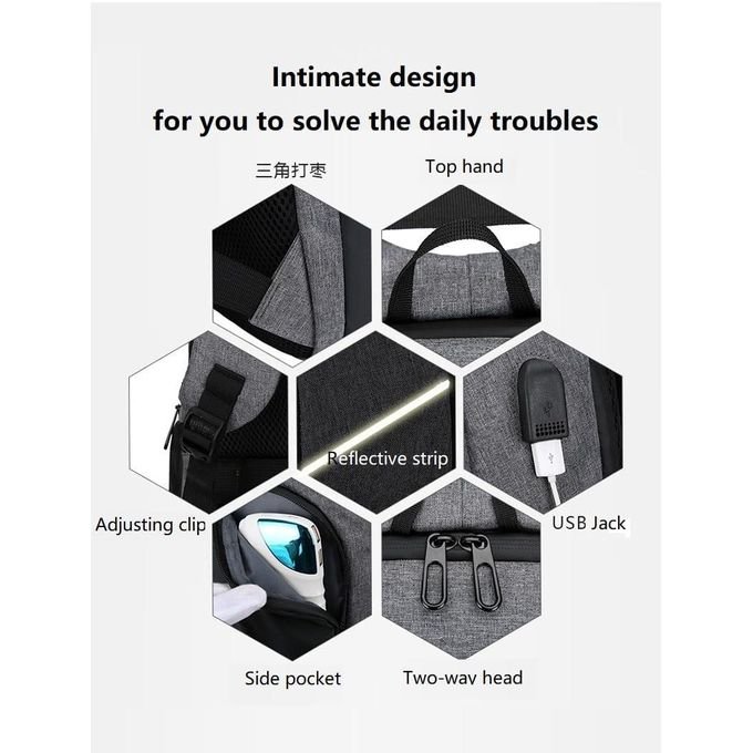 Fashion Laptop Backpack With USB Charger Port – Red/Black in Kumasi — product view 4