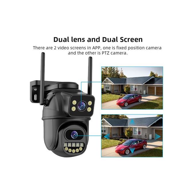 8MP 4K HD WiFi Outdoor Security Camera with Dual Lenses – Black — product view 4