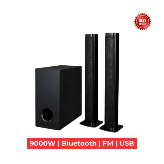Advance Media 9000W 7.1 Channel Soundbar with Subwoofer, FM Radio, USB, and Bluetooth – Black