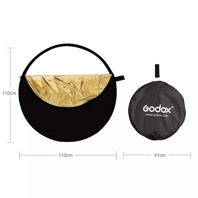 Godox 5-in-1 Large Studio Photo Reflector - 3.7ft - Black/Gold