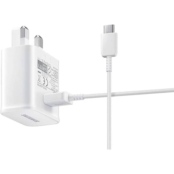 White Type C Fast Charger for Android Devices (3 Pins) – 100-240V