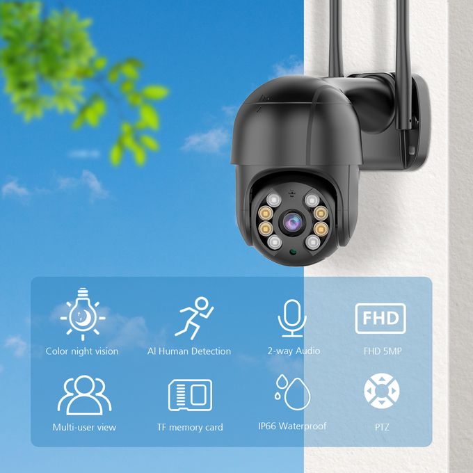 Black 4K PTZ Outdoor IP Wi-Fi Security Camera