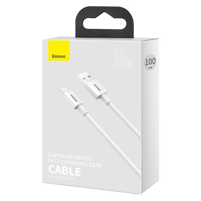 Baseus Superior Series 66W Fast Charging USB to Type-C Data Cable, 1m, White