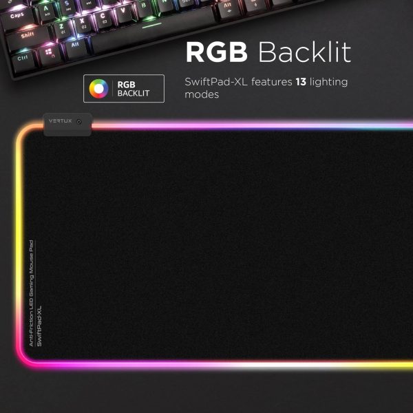Vertux RGB LED Gaming Mouse Pad for Enhanced Game Immersion with Smooth Scrolling — product view 3