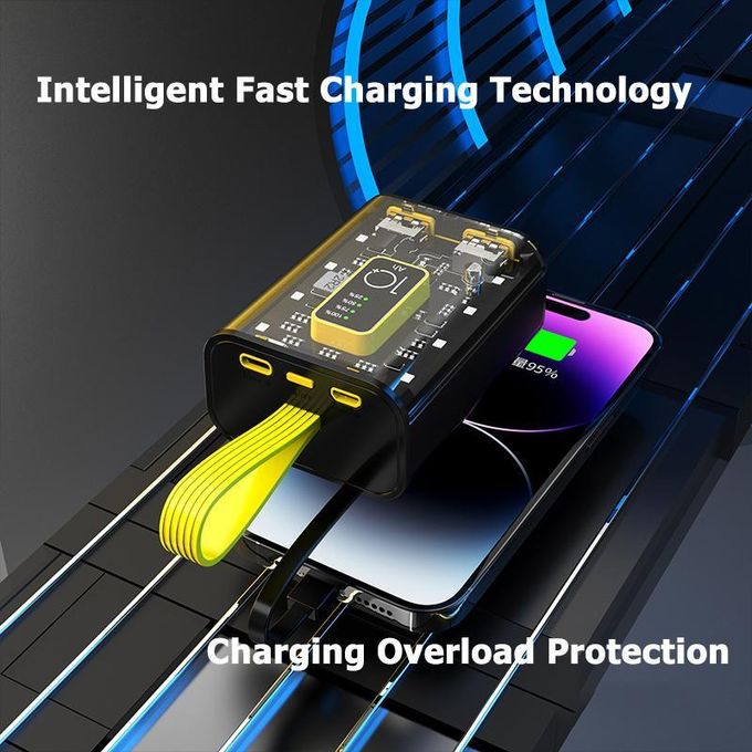 TiLECC Mechapunk 10,000mAh Transparent Power Bank with Interface and LED Light for Fast Charging