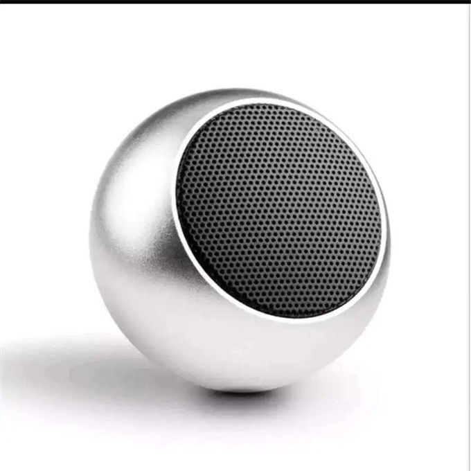 Silver Portable Bluetooth Speaker with Card Slot and Mini Metal Heavy Bass for Outdoor Use