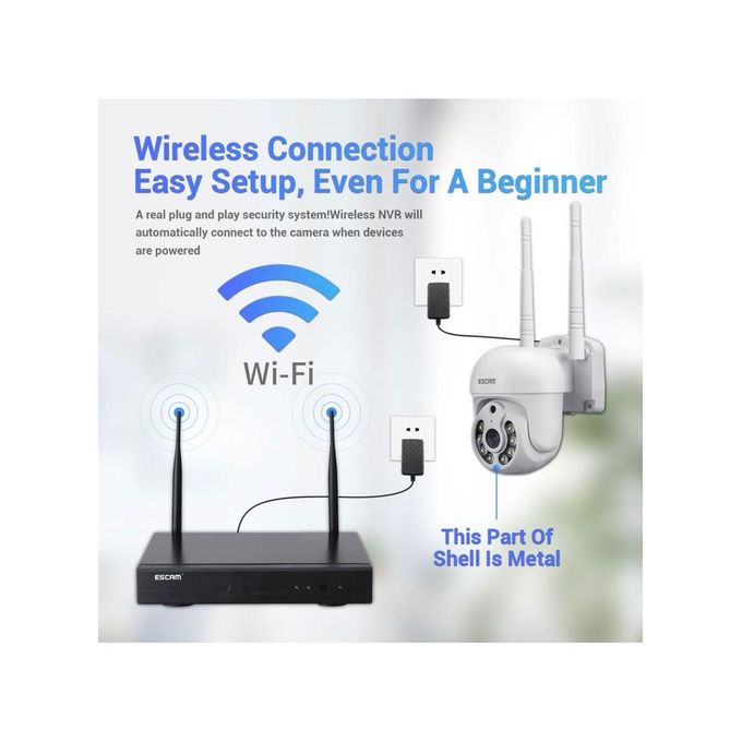 H.265 3MP 8-Channel Wireless PTZ IP Camera NVR Kit with Motion Detection – WNK714 in White