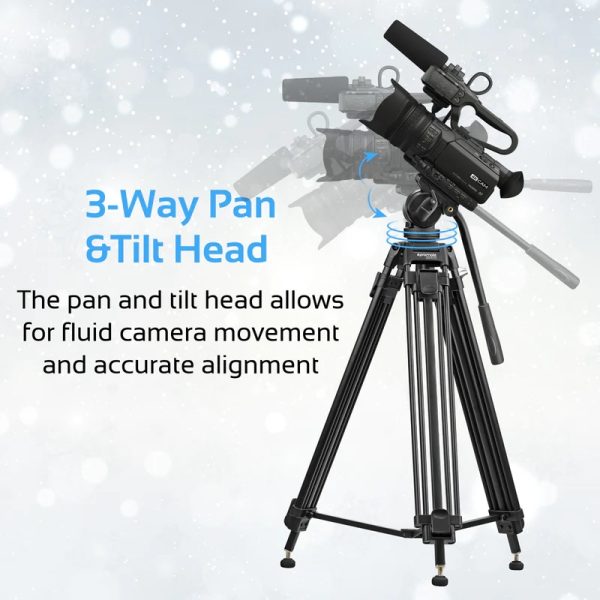 Promate Professional Aluminum Video Tripod Featuring Mid-Level Spreader