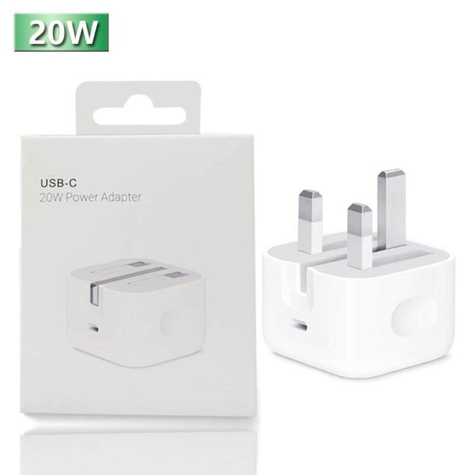 20W Three-Pin Fast Charger Head for iPhones - White