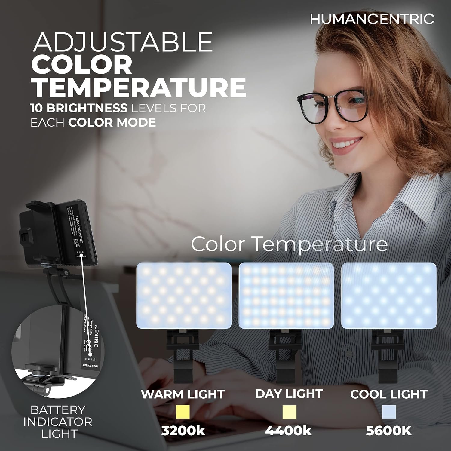 Buy HumanCentric Video Conference Lighting Kit, Camera Light for Zoom Meetings, Streaming Video Face Light, Easy Setup for Remote Work, Computer Monitor or Laptop Light for Video Conferencing in Kumasi