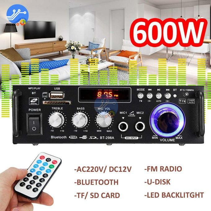 600W Black 2 Channel Hi-Fi Stereo Power Amplifier with Remote Control in kumasi
