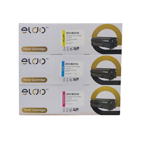 Eldo Compatible 207A Toner in Cyan, Magenta, and Yellow