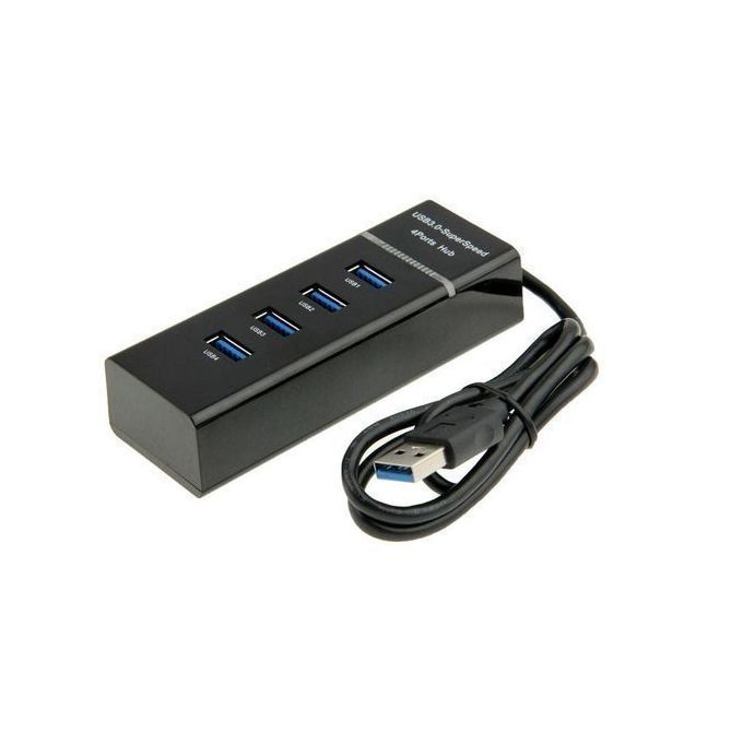 Black 4-Port USB 3.0 Hub