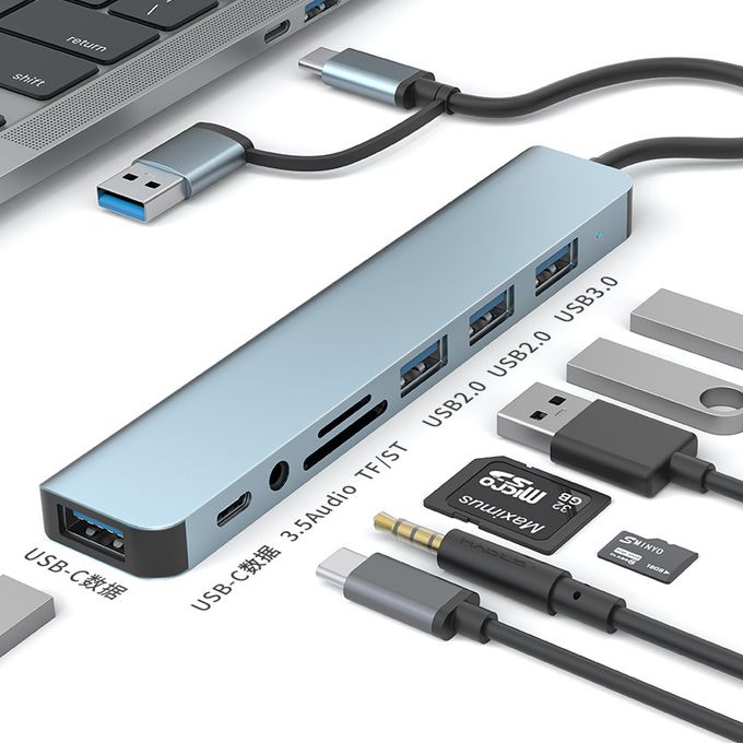 8-in-2 Type-C Hub Multiport Adapter