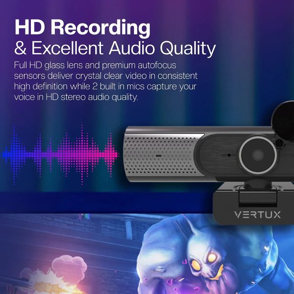 Vertux 4K Pro-Stream Autofocus Webcam with Integrated Speaker — product view 4