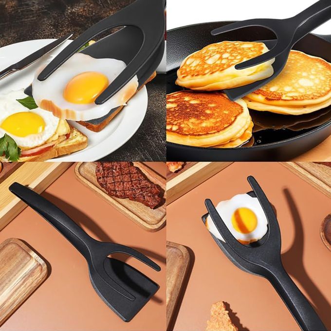 Dual-Function Flip Spatula Tongs for Kitchen Cooking (Available in Black and Red)