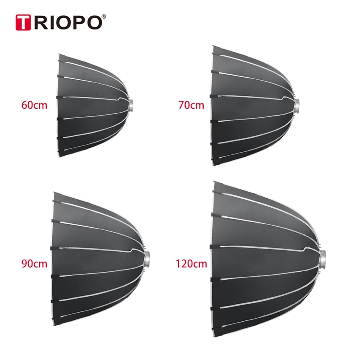 TRIOPO KP2-70/90/120 Quick-Load Parabolic Softbox for Professional Photography - Deep Mouth Design for Bowens Mount Studio Flash