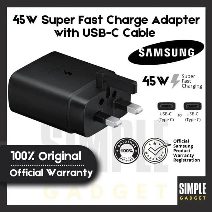 Samsung 45W Super Fast USB-C to USB-C Charging Cable – Black