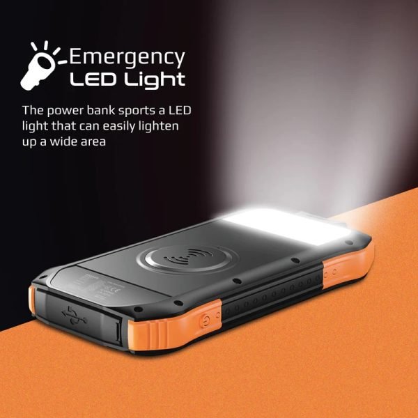 Promate 10000mAh Waterproof Solar Power Bank with 18W USB-C