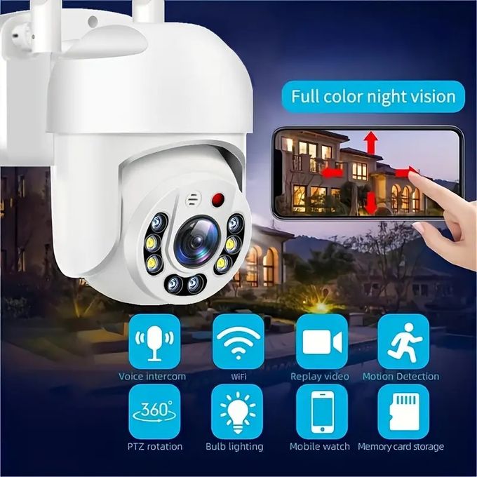 360° IP Camera with WiFi Security, Waterproof Design, PTZ Auto Tracking, and Audio Surveillance