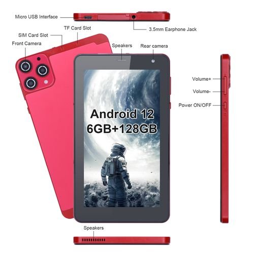 Buy C Idea Android 12 Tablet 7″ Tablet With 6GB RAM 128GB ROM Sim 6000mAh Battery Red in Kumasi