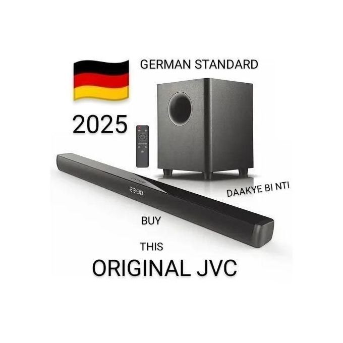 JVC GERMAN - New Edition Original High-Powered Ultra-Modern Wireless Soundbar with Subwoofer - Black (GERMAN STANDARD)