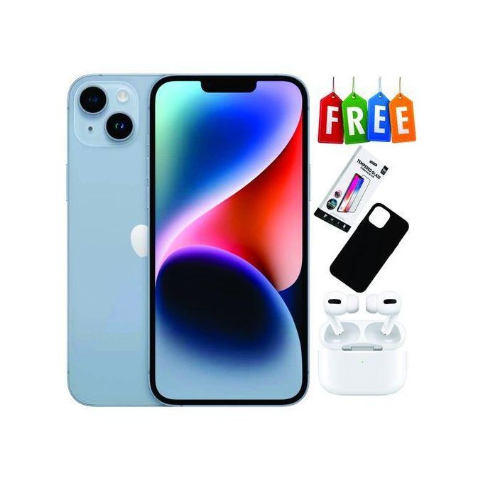 Apple iPhone 14 - 6.1" Super Retina XDR Display - 128GB Storage - 6GB RAM - Blue - Dual 12MP Cameras - 5G Connectivity - Includes Free Accessories