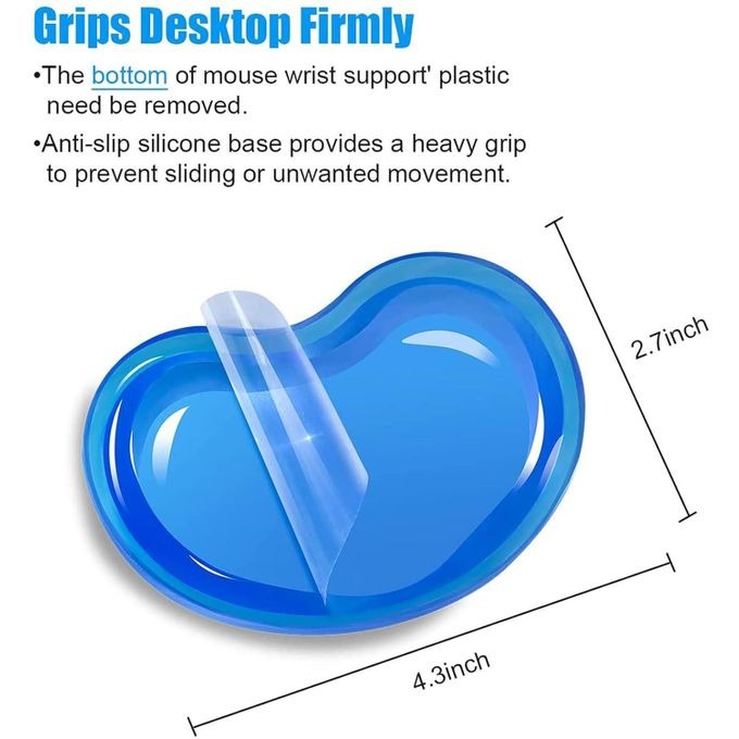 Blue Heart-Shaped Translucent Mouse Wrist Rest