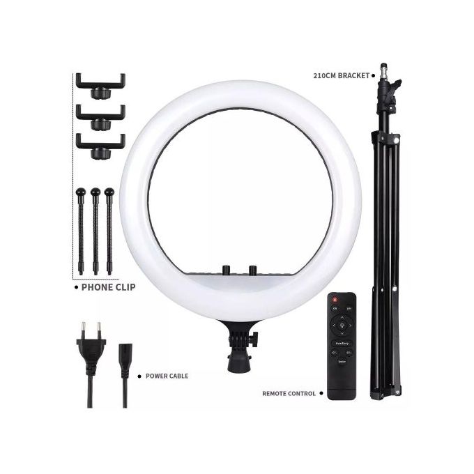 18-Inch LED Portable Photography Ring Light with 80W Tripod Stand – Black