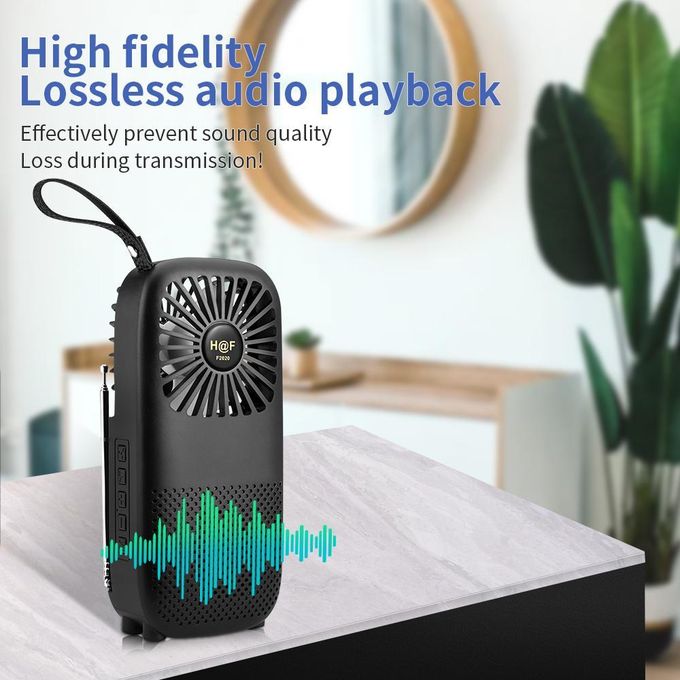 Portable Bluetooth Wireless Speaker with Fan and Radio – Impressive Sound Quality and Extended Battery Life