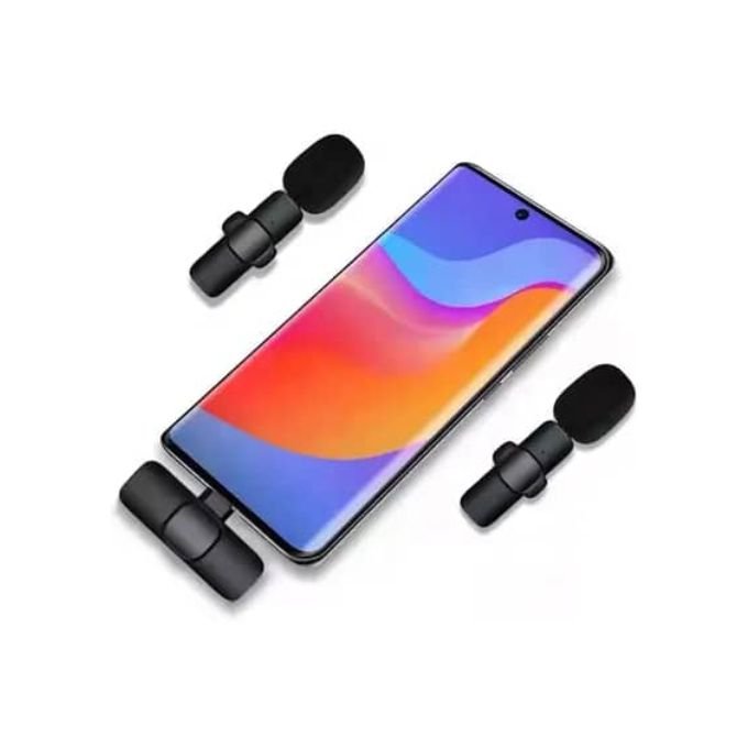 K9 Dual Wireless Lavalier Microphones with Type-C Connector for Android and iPhone – Black in kumasi