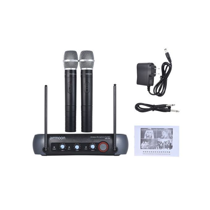Dual Channel VHF Wireless Handheld Microphone System – Black (New)