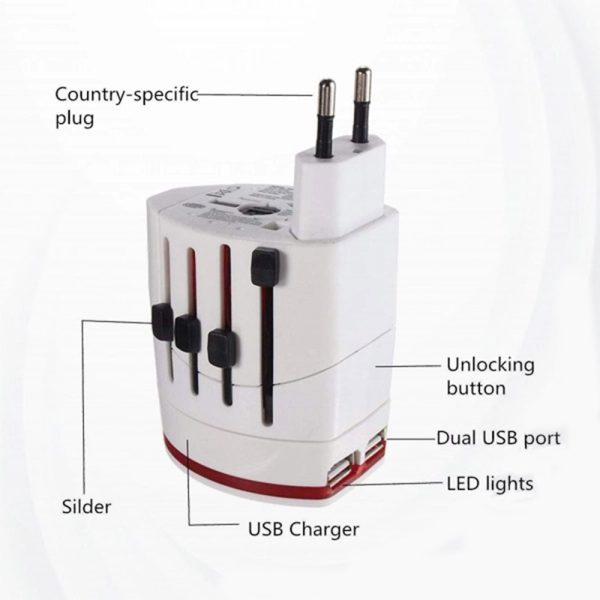 Universal Travel Adapter with Dual USB Ports