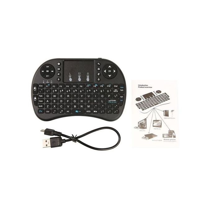 Black Rechargeable Mini Wireless Keyboard with 2.4GHz Backlit Touchpad — product view 2